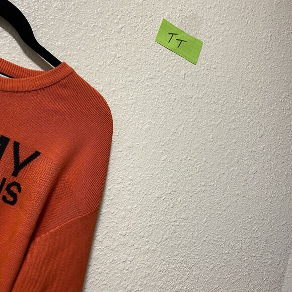 tommy hilfiger sweater small black knit cropped orange spell out $79 nwt tt - Picture 4 of 11